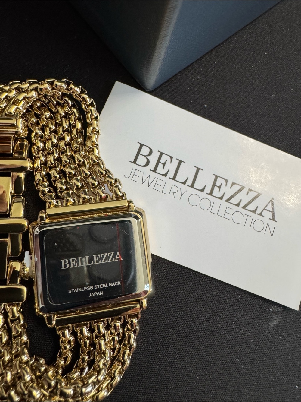 Bellezza Gold/White Pearl Rectangular Watch w/ Beautiful Multi Chain Bracelet - - Picture 3 of 7